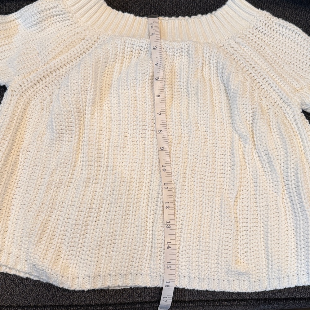 Lulu’s Off the Shoulder Cropped White Sweater - Picture 13 of 13